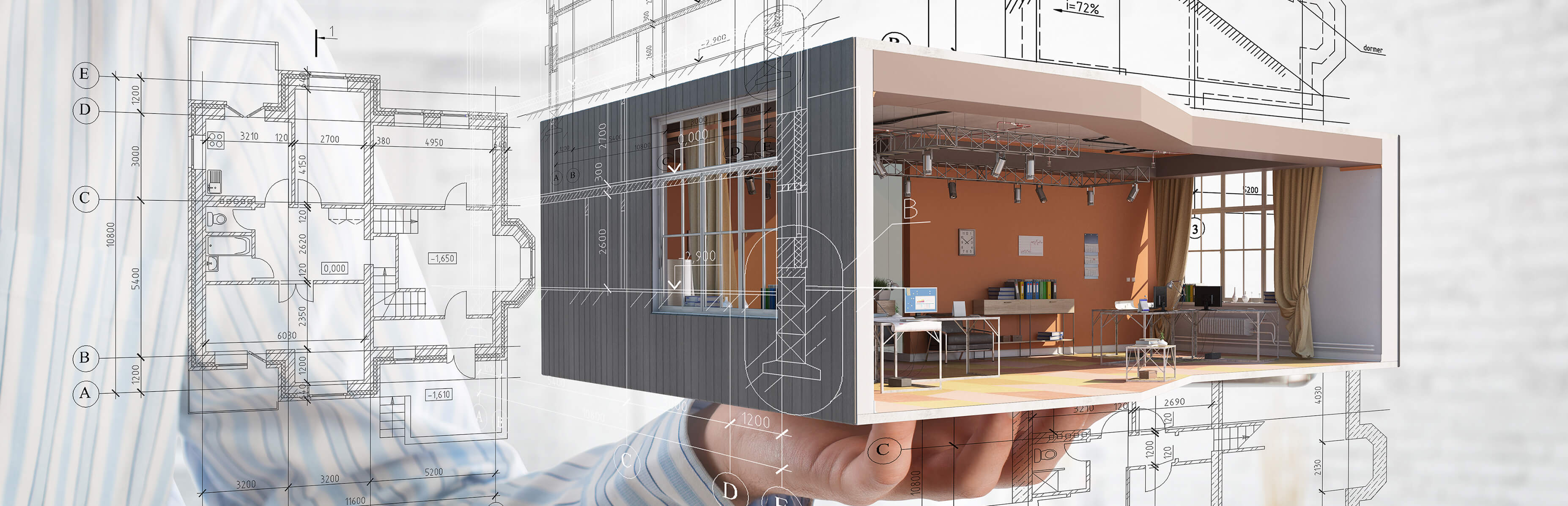 architectural drawings image of 3D sketch of room with measurements